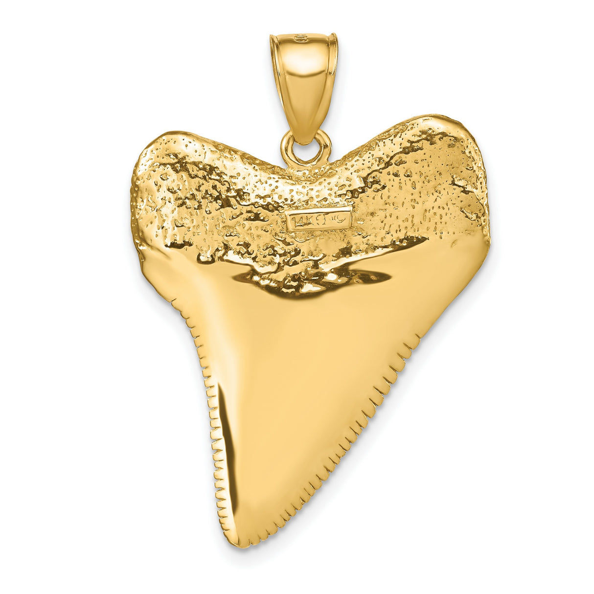 14k Yellow Gold Shark Tooth Pendant with Realistic Texture, Nautical Ocean Theme