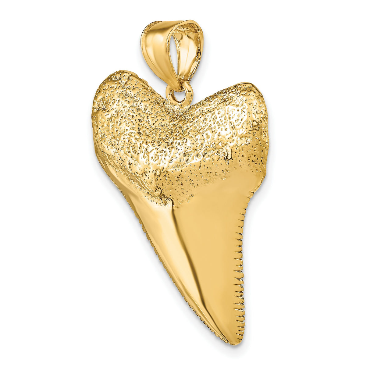 14k Yellow Gold Shark Tooth Pendant with Realistic Texture, Nautical Ocean Theme
