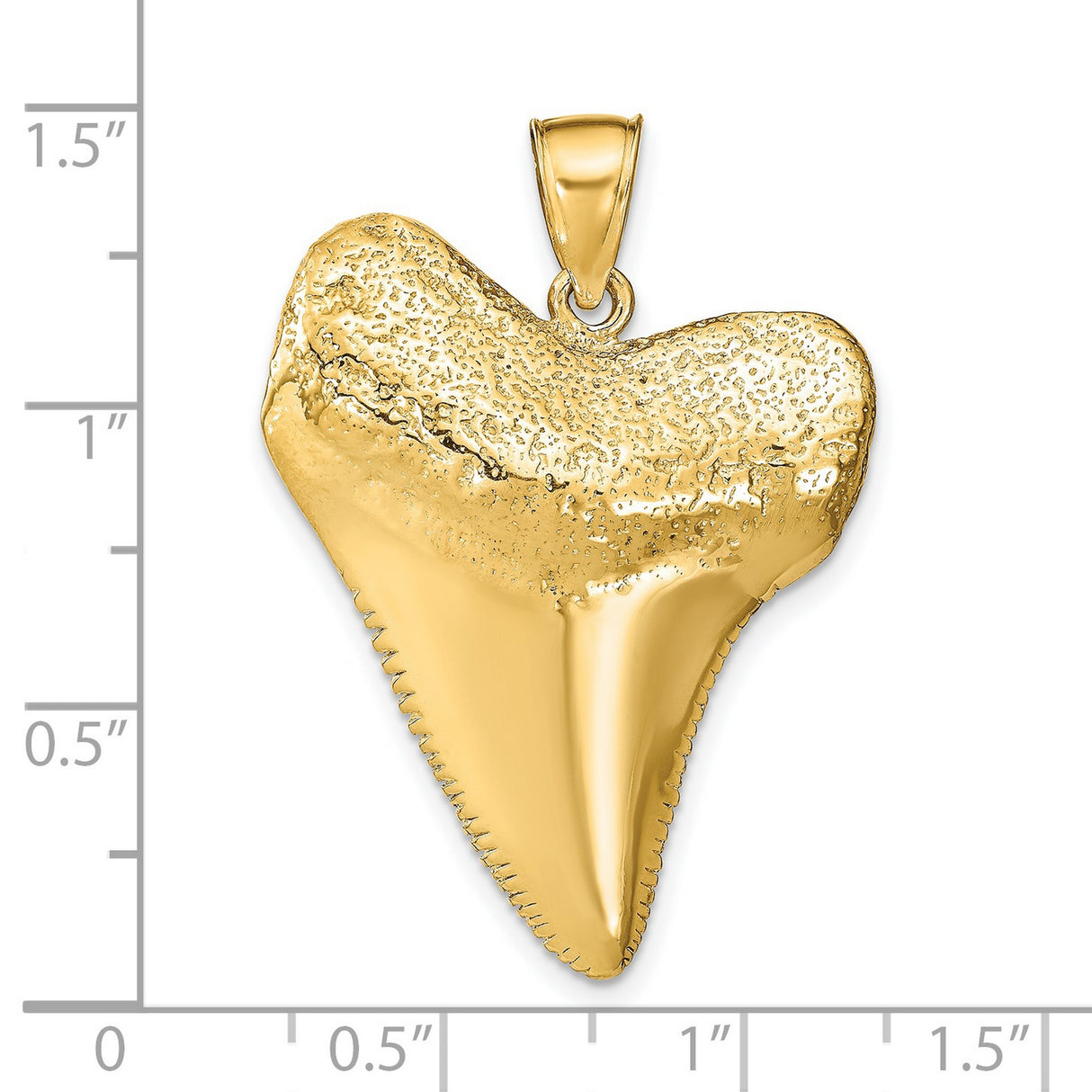 14k Yellow Gold Shark Tooth Pendant with Realistic Texture, Nautical Ocean Theme