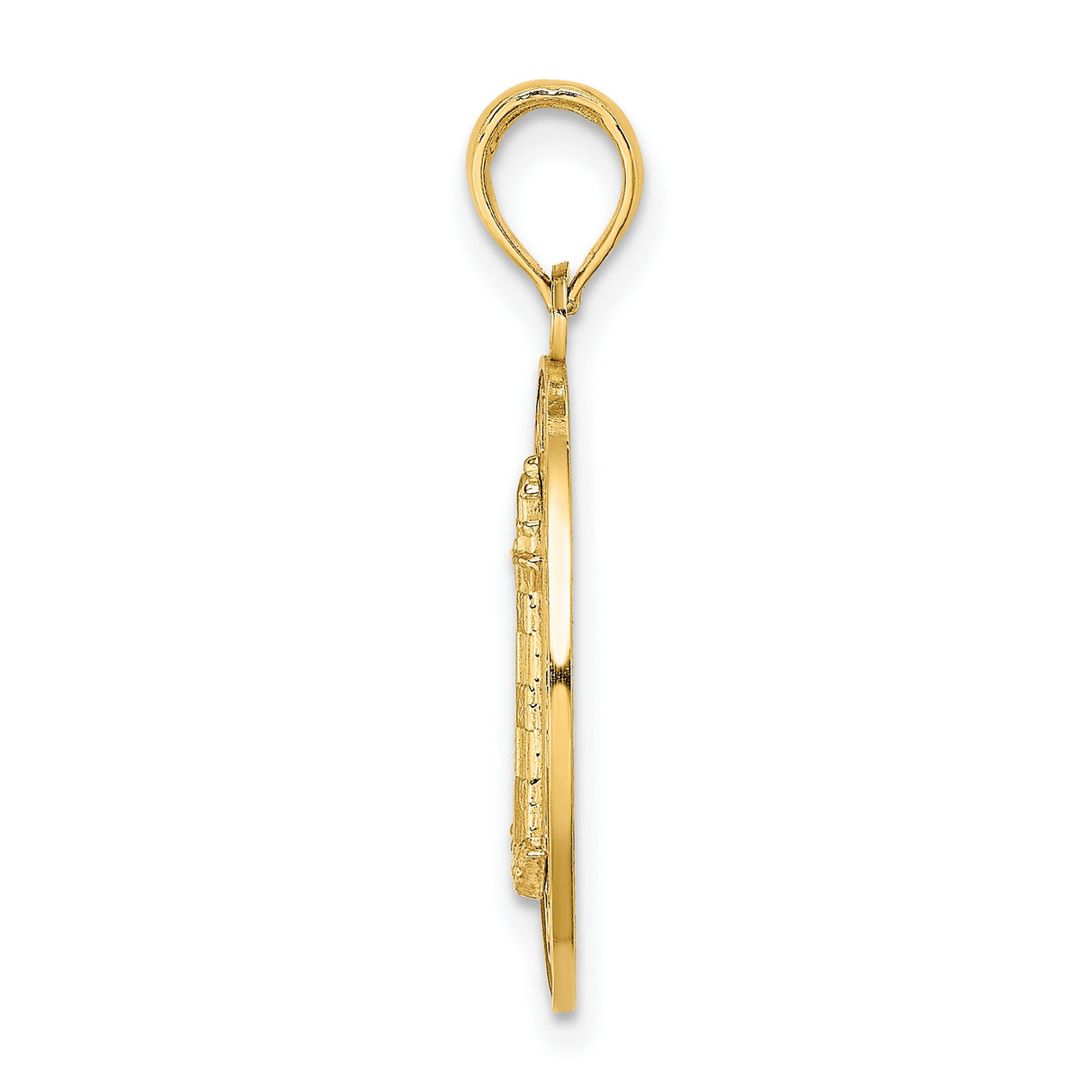 14k Yellow Gold Lighthouse Pendant with Wave Design, Nautical Coastal Charm