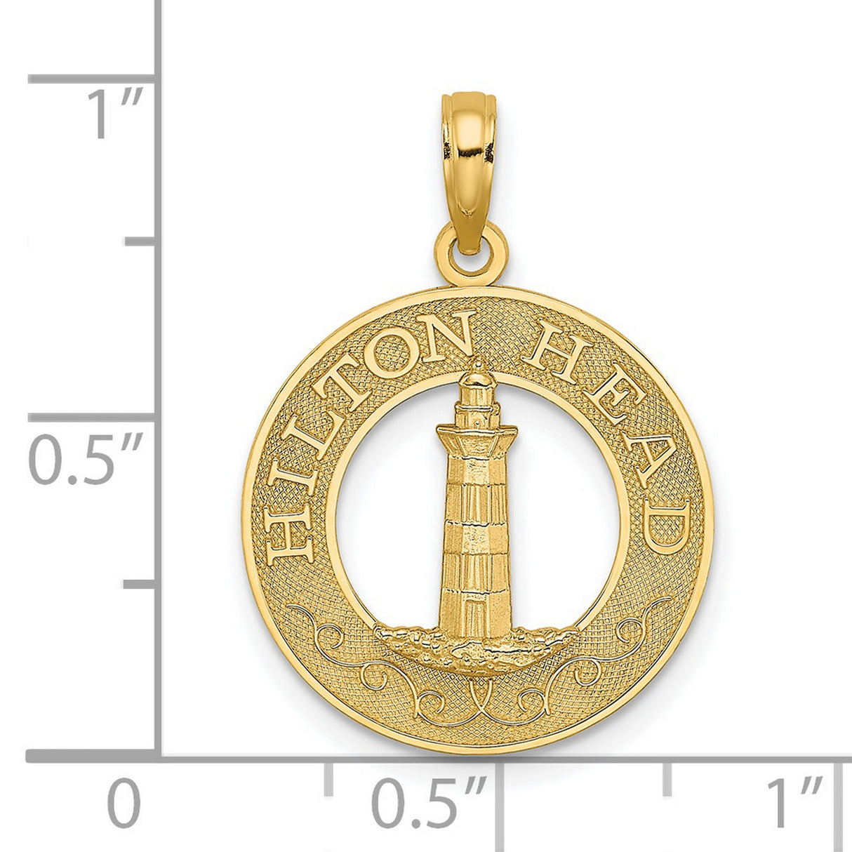 14k Yellow Gold Lighthouse Pendant with Wave Design, Nautical Coastal Charm