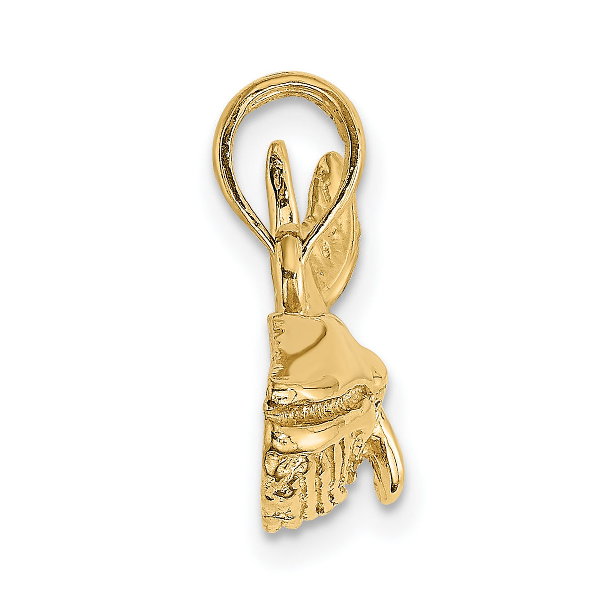 14k Yellow Gold Whale Pendant with Raised Tail, Humpback Whale Design