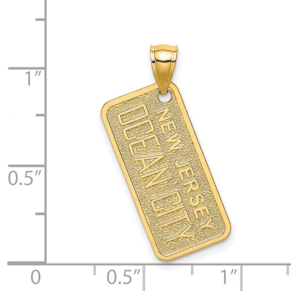 14k Yellow Gold Ocean City NJ Pendant, Rectangular New Jersey Charm