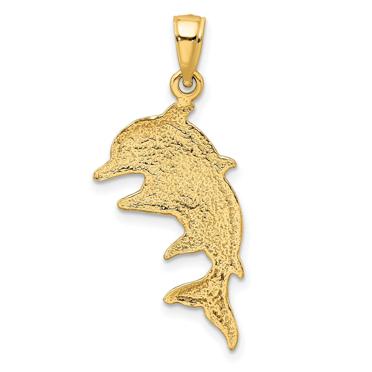 14k Yellow Gold Dolphin Pendant, Double Dolphin Charm, Ocean Animal Coastal Jewelry