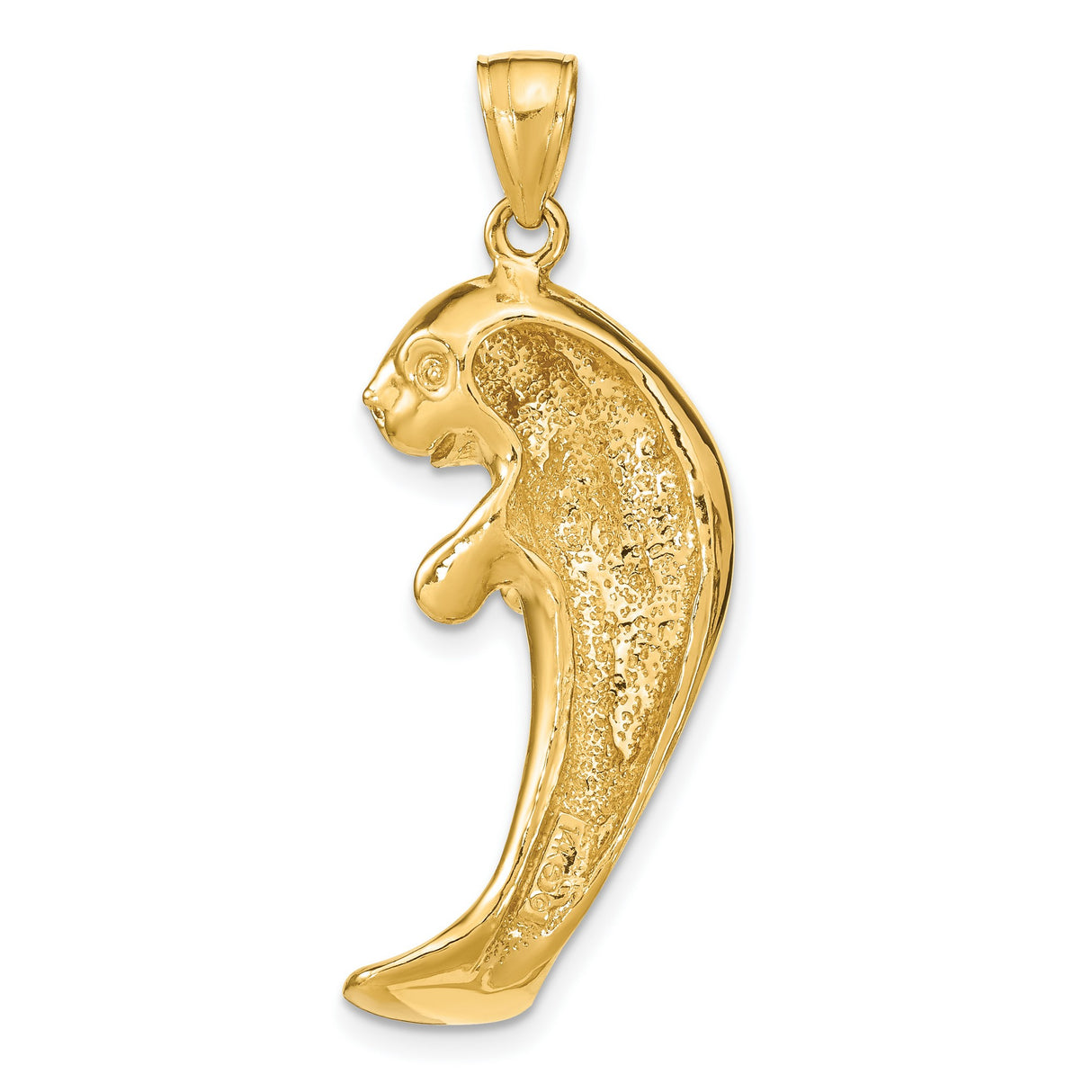 14k Yellow Gold Manatee Pendant, Detailed Sea Cow Charm, Ocean Theme Marine Life Jewelry