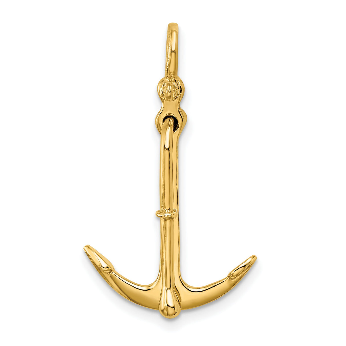 14k Yellow Gold Anchor Pendant, Nautical Marine Theme Charm for Men and Unisex Wear