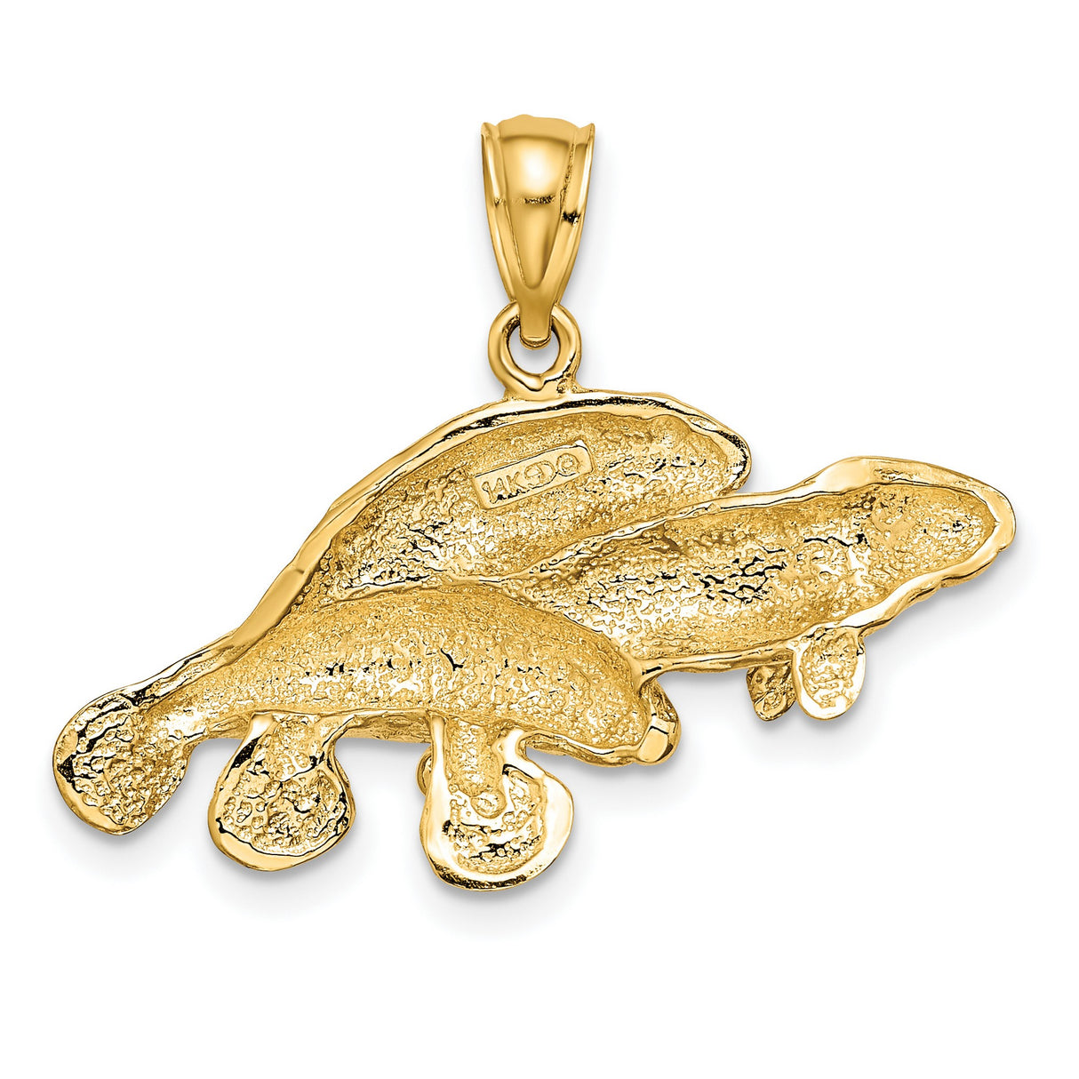 14k Yellow Gold Manatee Pendant with Three Swimming Manatees, Ocean Animal Charm