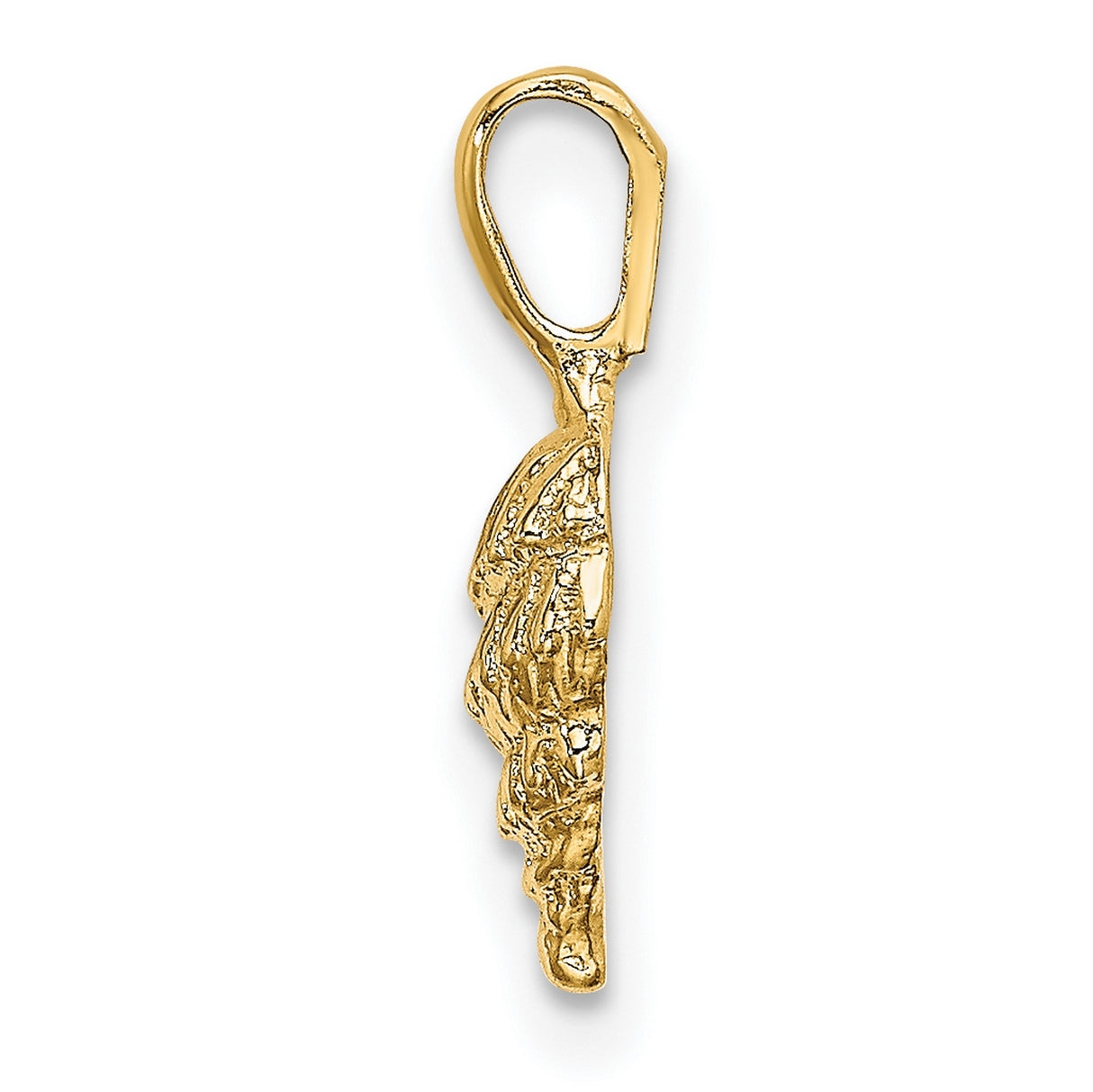 14k Yellow Gold Seashell Pendant with Textured Detailing, Nautical Conch Charm for Women