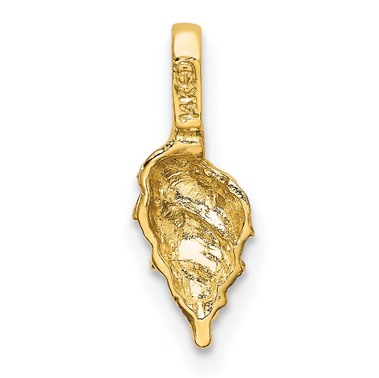 14k Yellow Gold Seashell Pendant with Textured Detailing, Nautical Conch Charm for Women