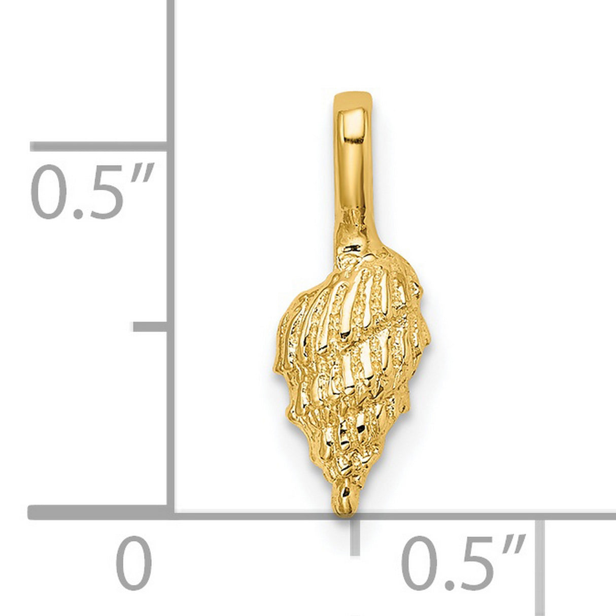14k Yellow Gold Seashell Pendant with Textured Detailing, Nautical Conch Charm for Women
