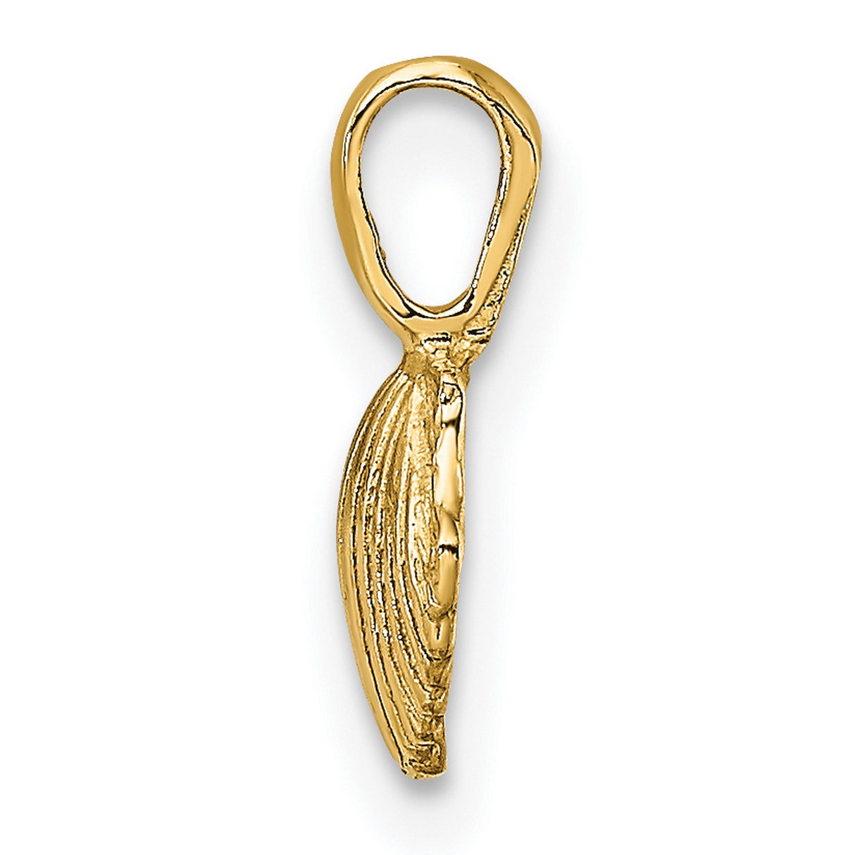 14k Yellow Gold Scallop Shell Pendant, Christian Symbol of Camino de Santiago Faith