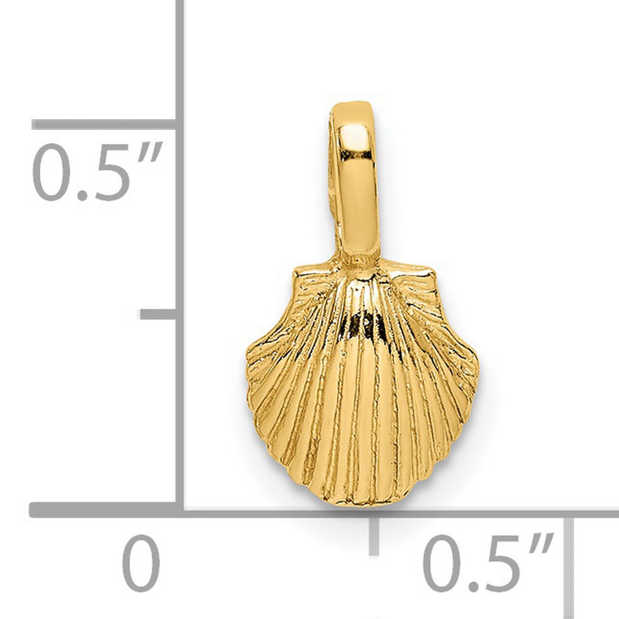 14k Yellow Gold Scallop Shell Pendant, Christian Symbol of Camino de Santiago Faith