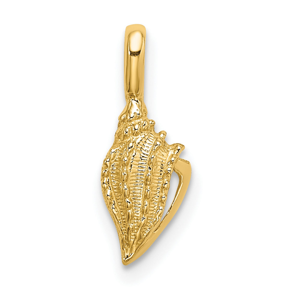 14k Yellow Gold Conch Shell Pendant, Ocean Inspired Nautical Charm for Women