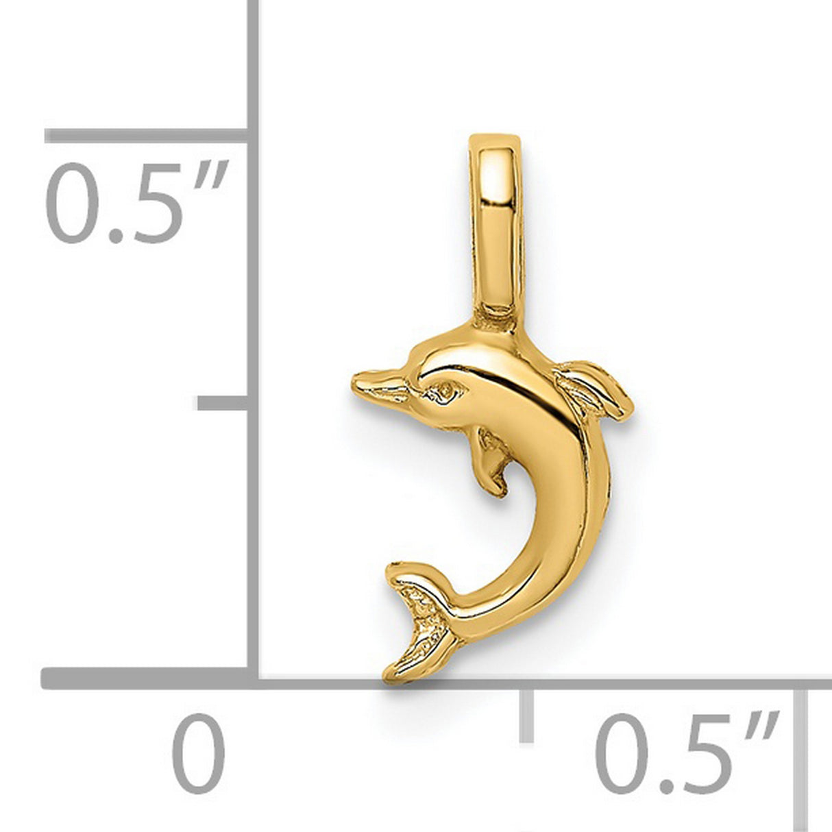 14k Yellow Gold Dolphin Pendant, Curved Design, Ocean Theme Marine Animal Charm for Women