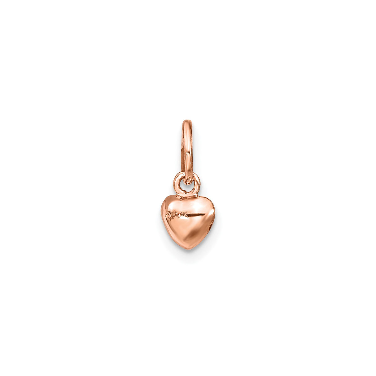 14k Rose Gold Heart Pendant, Polished Finish Romantic Charm Jewelry for Women