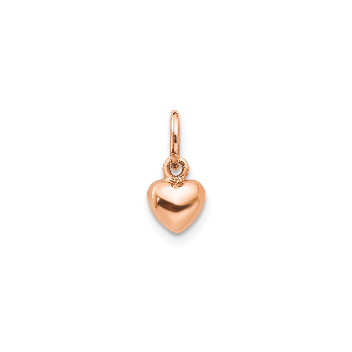 14k Rose Gold Heart Pendant, Polished Finish Romantic Charm Jewelry for Women