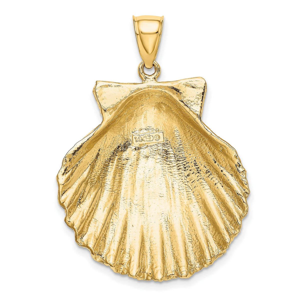 14k Yellow Gold Scallop Shell Pendant, Nautical Camino de Santiago Symbol, Christian Faith Jewelry