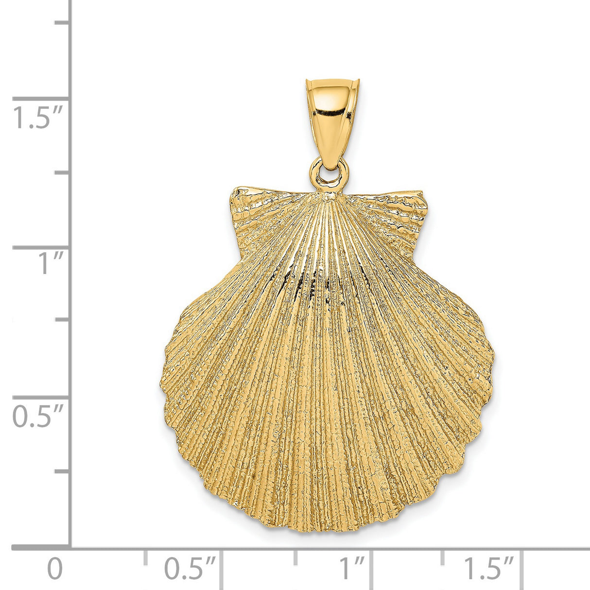 14k Yellow Gold Scallop Shell Pendant, Nautical Camino de Santiago Symbol, Christian Faith Jewelry