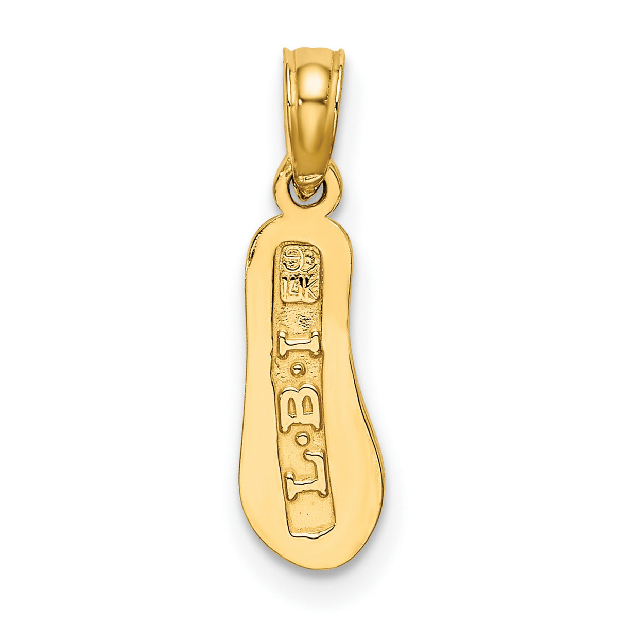 14k Yellow Gold Flip Flop Pendant, Textured Sandal Charm with Diamond-Cut Detailing