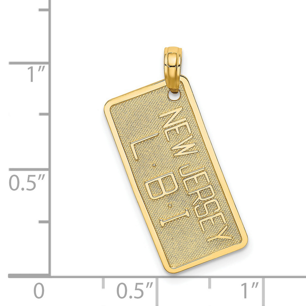 14k Yellow Gold Rectangle Pendant, New Jersey LBI Engraving, Coastal Travel Charm