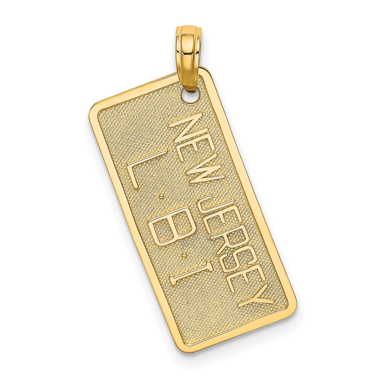 14k Yellow Gold Rectangle Pendant, New Jersey LBI Engraving, Coastal Travel Charm
