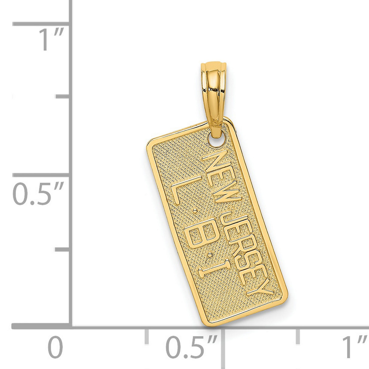 14k Yellow Gold New Jersey Long Beach Island License Plate Pendant Charm