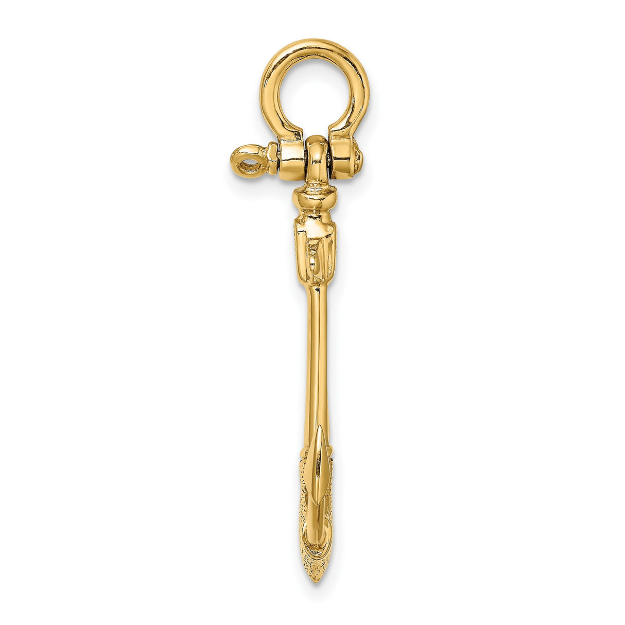 14k Yellow Gold Anchor Pendant, Textured Nautical Maritime Design, Unisex Charm