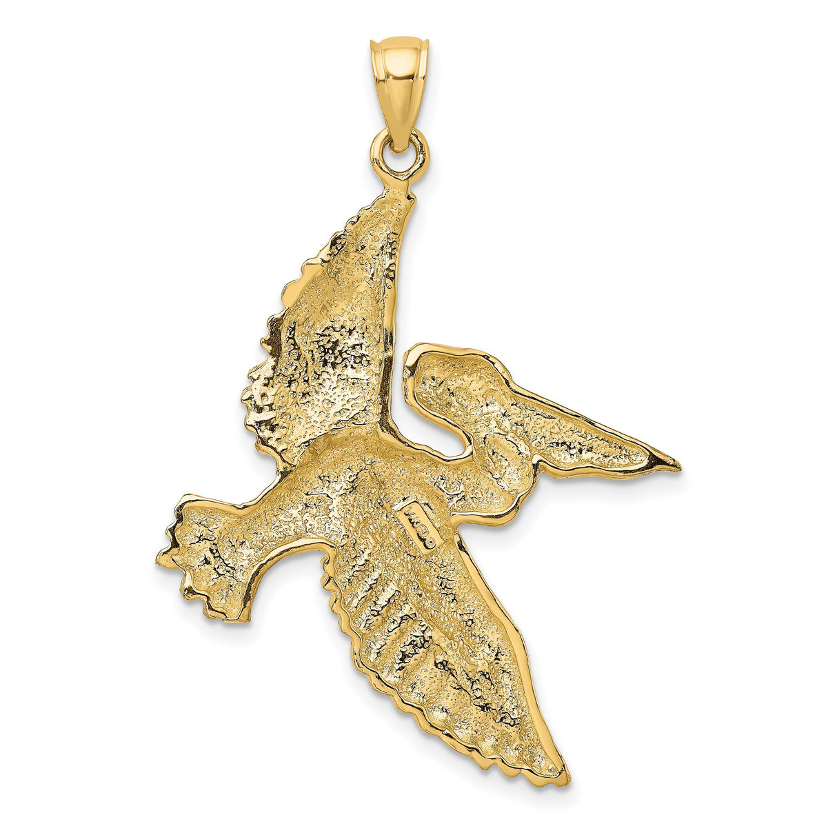 14k Yellow Gold Pelican Pendant, Lifelike Flying Bird Design, Nautical Wildlife Charm
