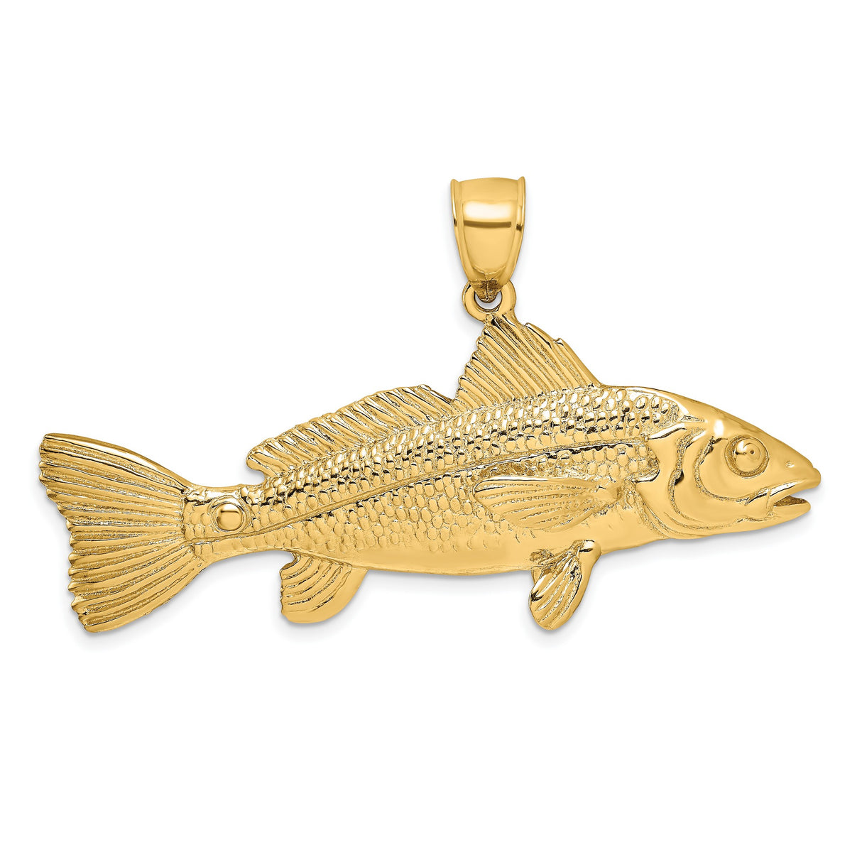 14k Yellow Gold Fish Pendant with Realistic Gamefish Design, Nautical Marine Theme