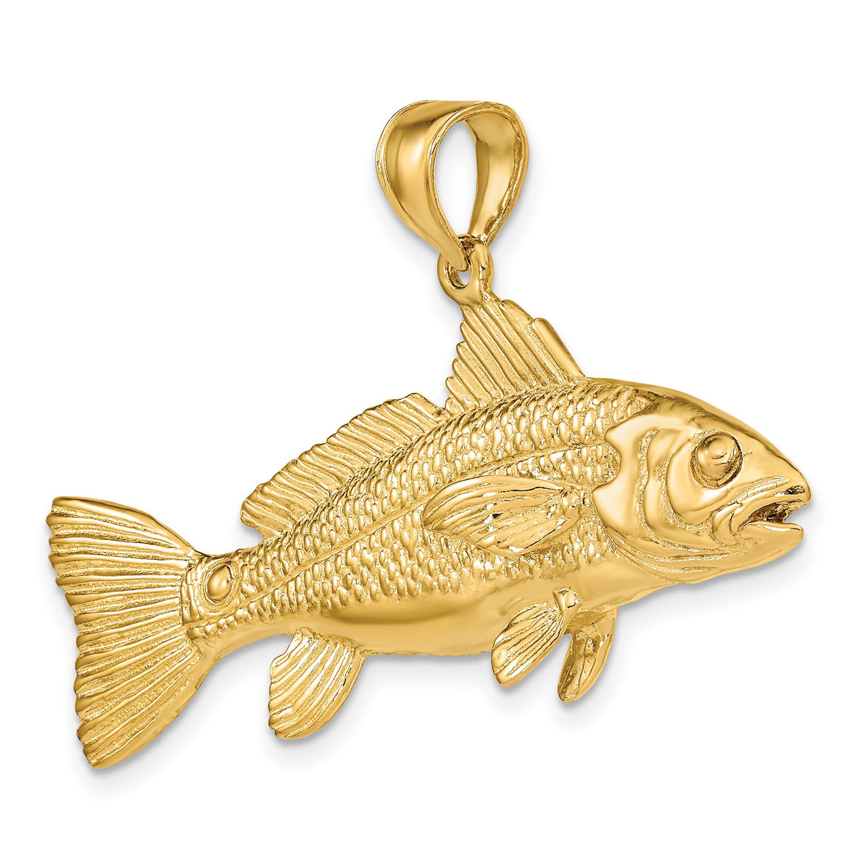 14k Yellow Gold Fish Pendant with Realistic Gamefish Design, Nautical Marine Theme