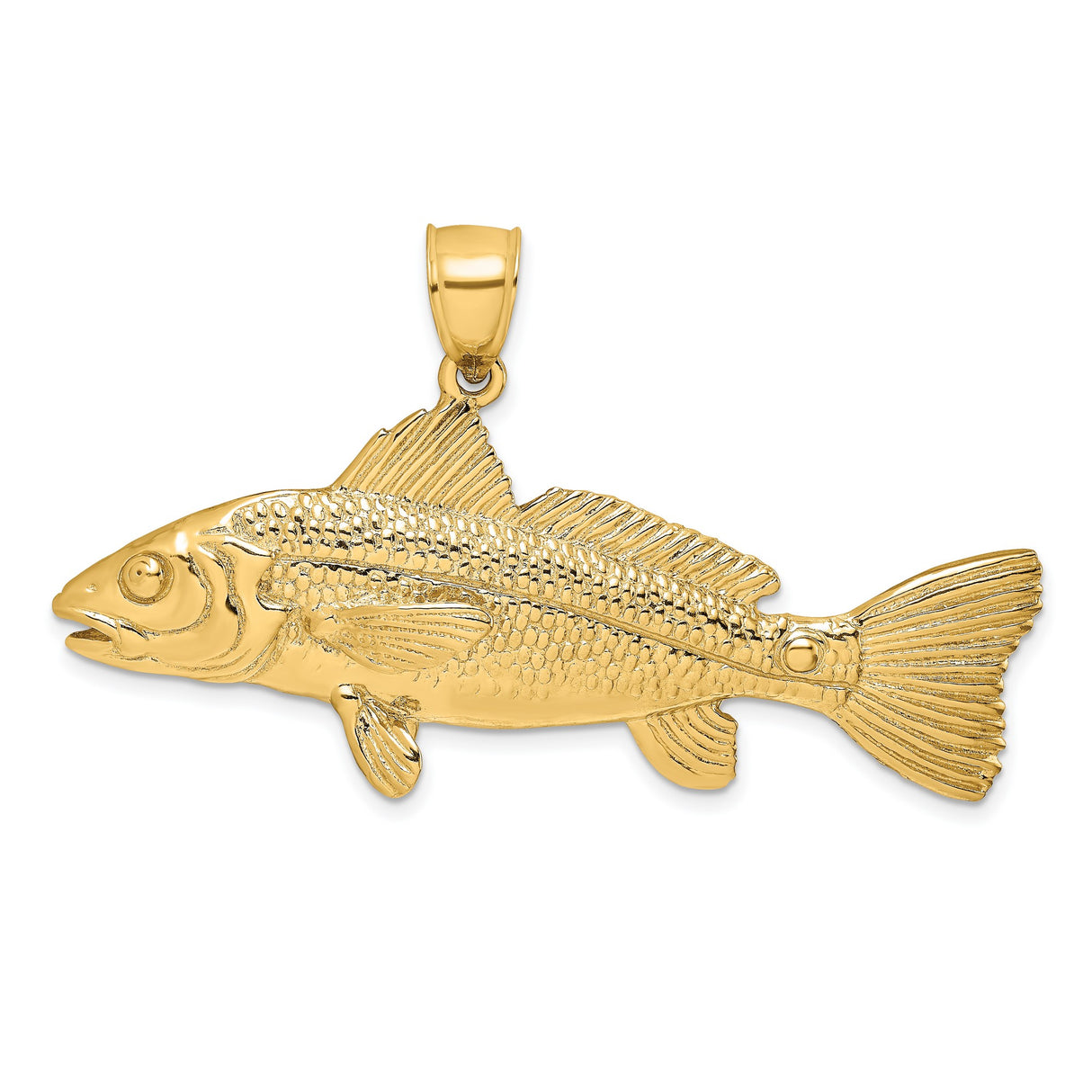 14k Yellow Gold Fish Pendant with Realistic Gamefish Design, Nautical Marine Theme