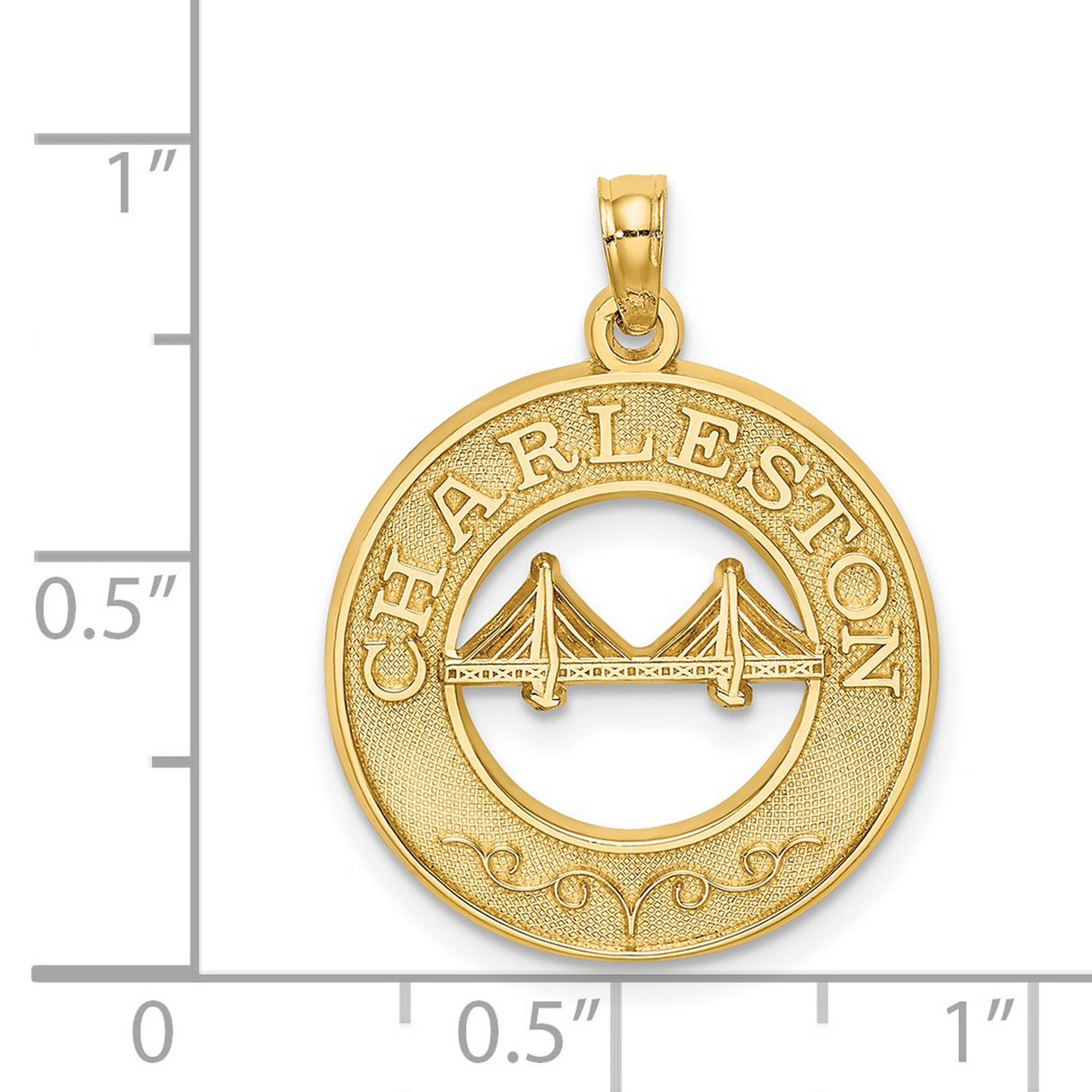 14k Yellow Gold Pendant with Charleston Suspension Bridge Cut-Out Design
