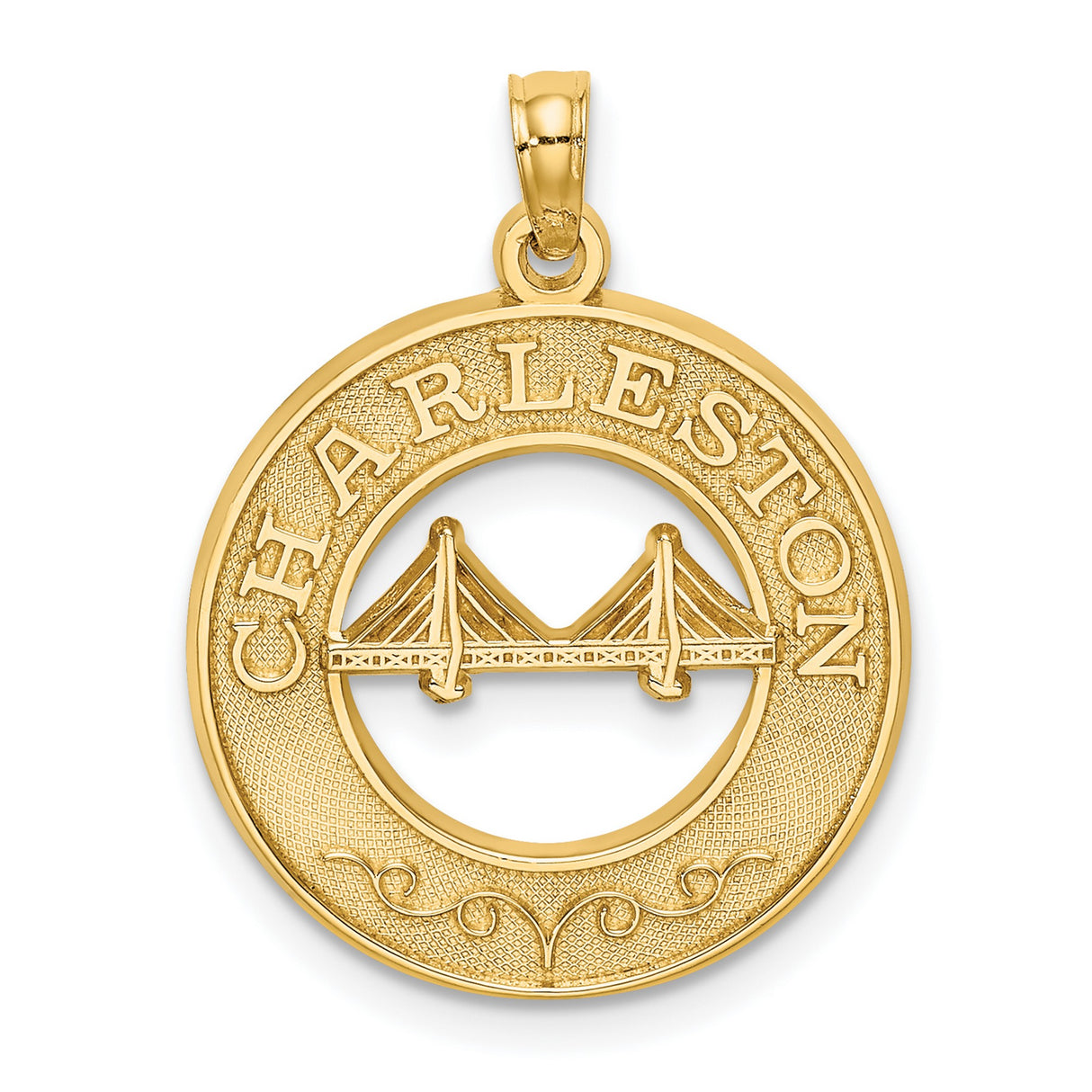 14k Yellow Gold Pendant with Charleston Suspension Bridge Cut-Out Design