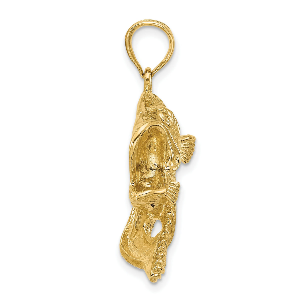 14k Yellow Gold Largemouth Bass Pendant, Realistic Fish Charm, Outdoor Fishing Theme