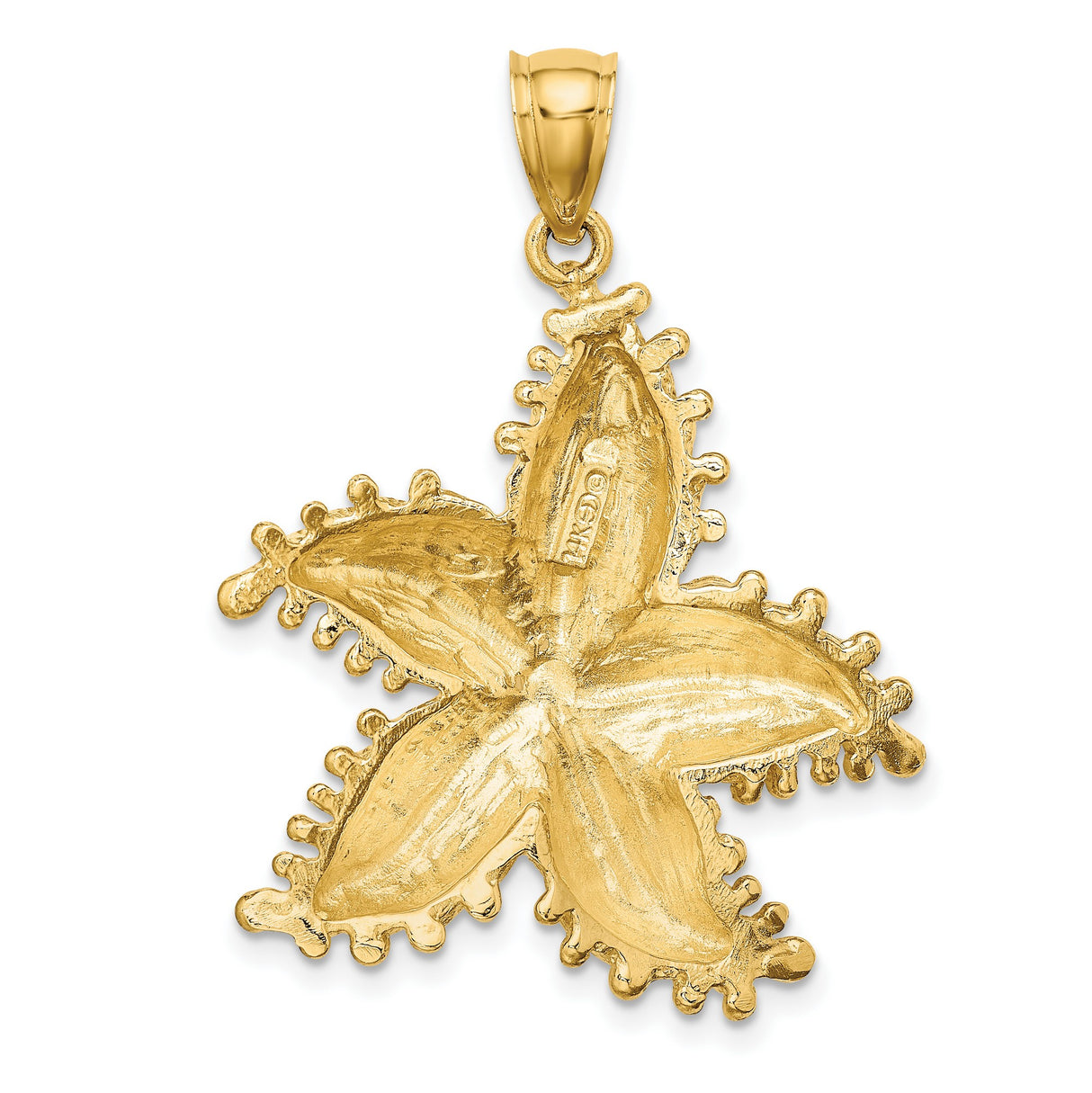 14k Yellow Gold Starfish Pendant with Textured Detailing, Nautical Ocean-Inspired Design