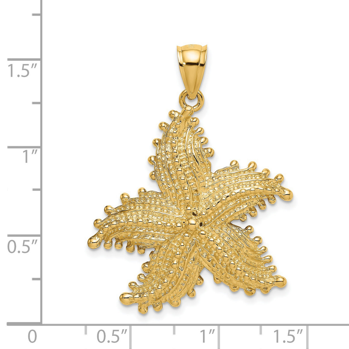 14k Yellow Gold Starfish Pendant with Textured Detailing, Nautical Ocean-Inspired Design
