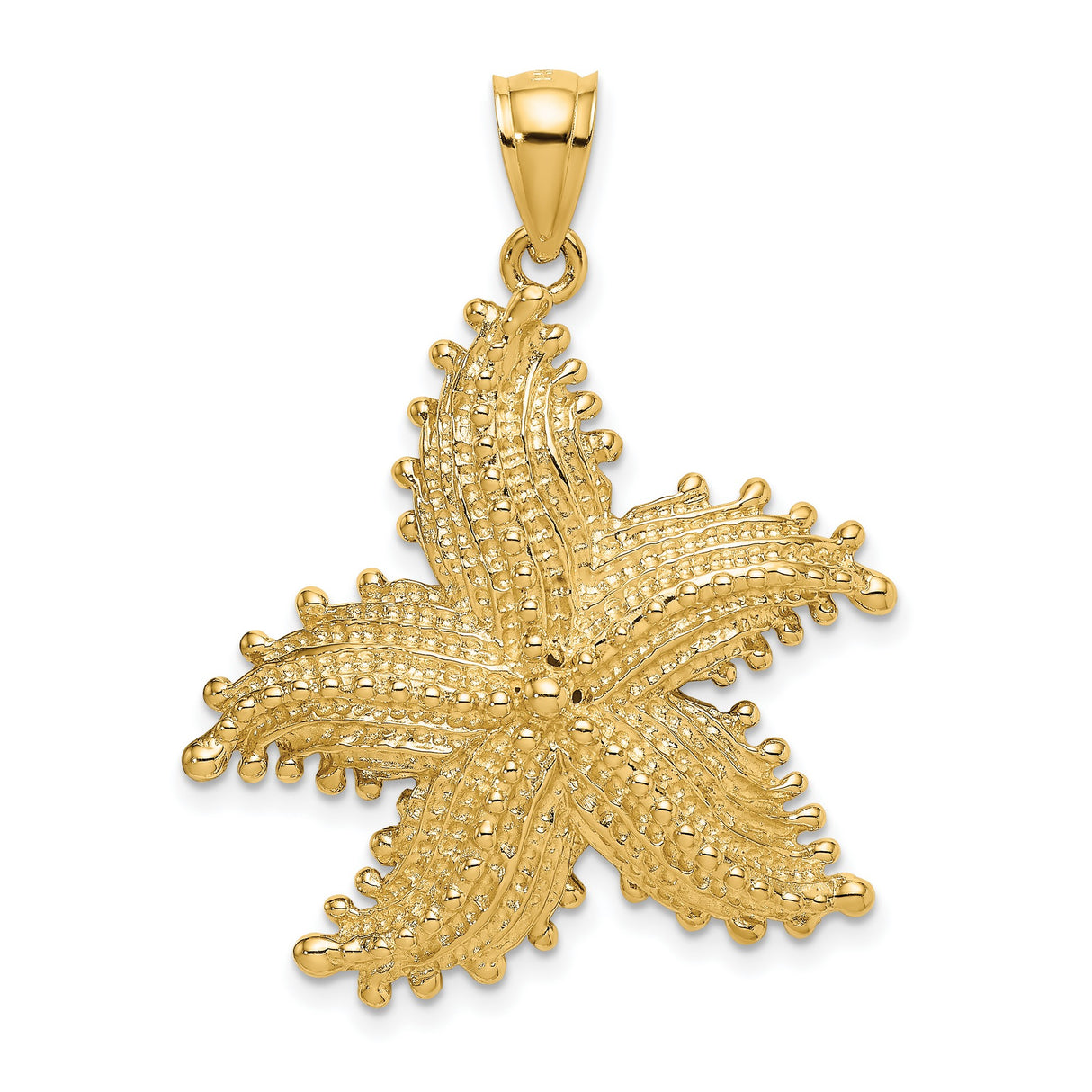 14k Yellow Gold Starfish Pendant with Textured Detailing, Nautical Ocean-Inspired Design
