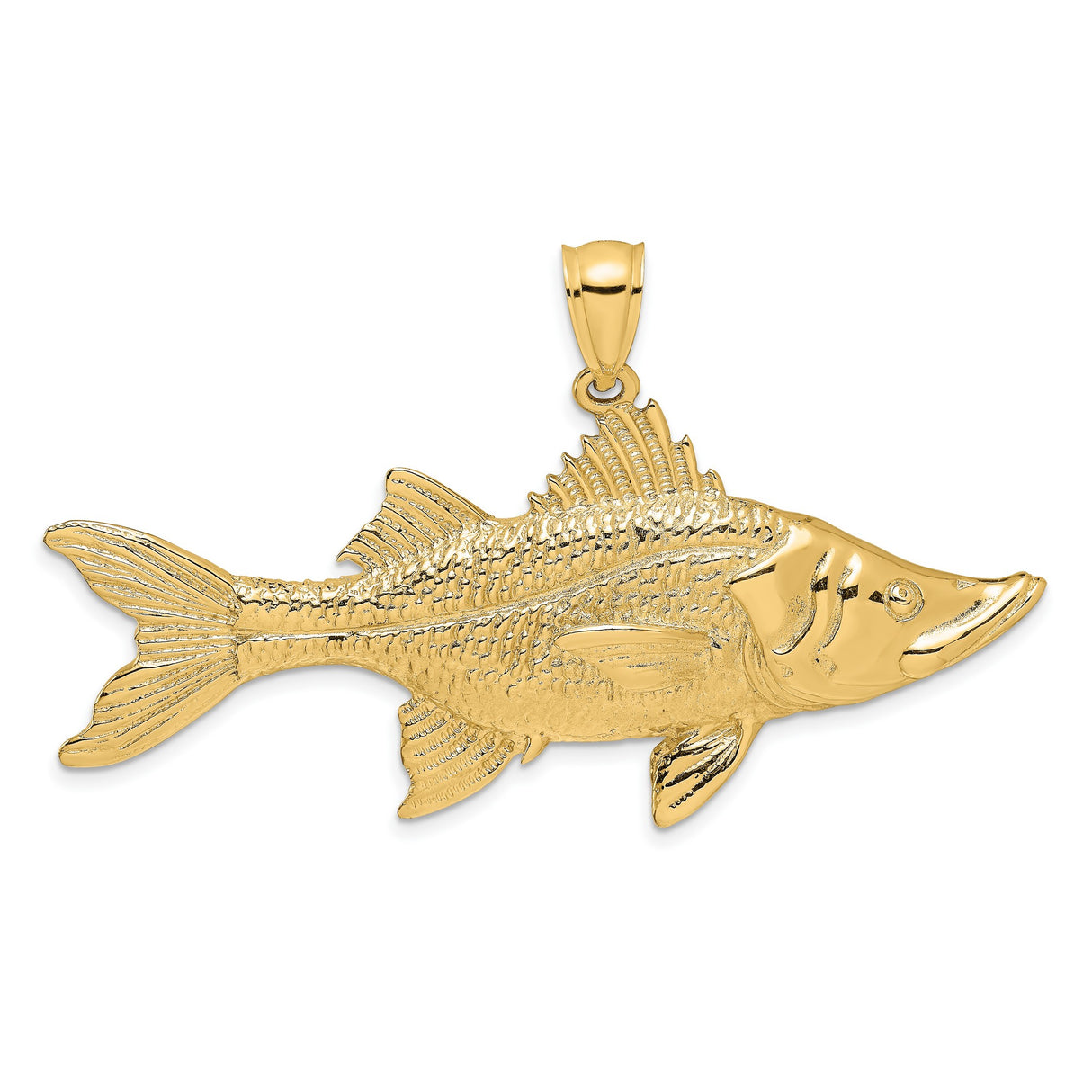 14k Yellow Gold Snook Pendant with Detailed Fish Design, Ocean-Inspired Angler Jewelry