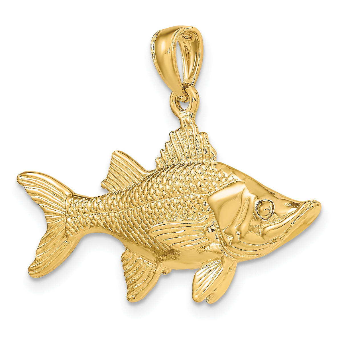 14k Yellow Gold Snook Pendant with Detailed Fish Design, Ocean-Inspired Angler Jewelry