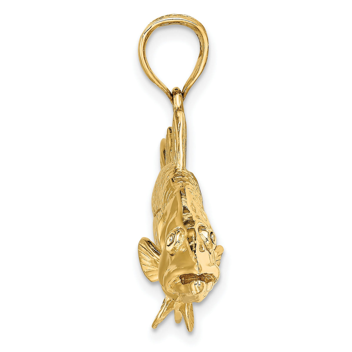14k Yellow Gold Snook Fish Pendant, Realistic Marine Life Charm for Men or Unisex