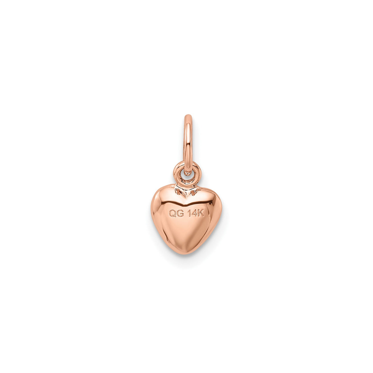 14k Rose Gold Heart Charm Pendant, Smooth Polished Finish, Romantic Jewelry for Women