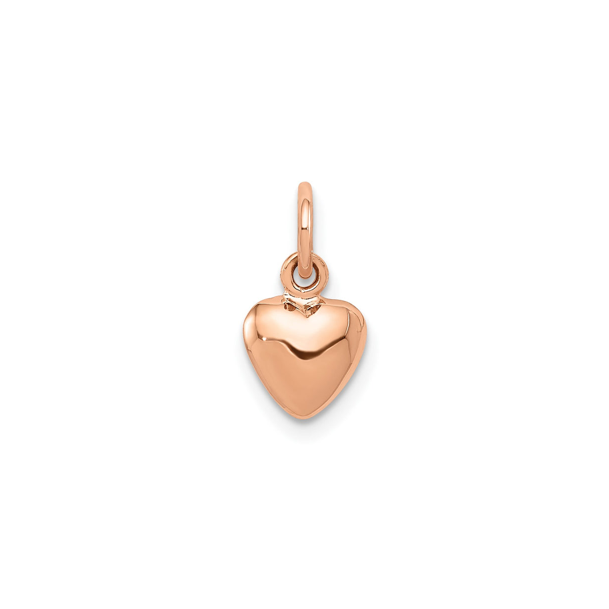 14k Rose Gold Heart Charm Pendant, Smooth Polished Finish, Romantic Jewelry for Women