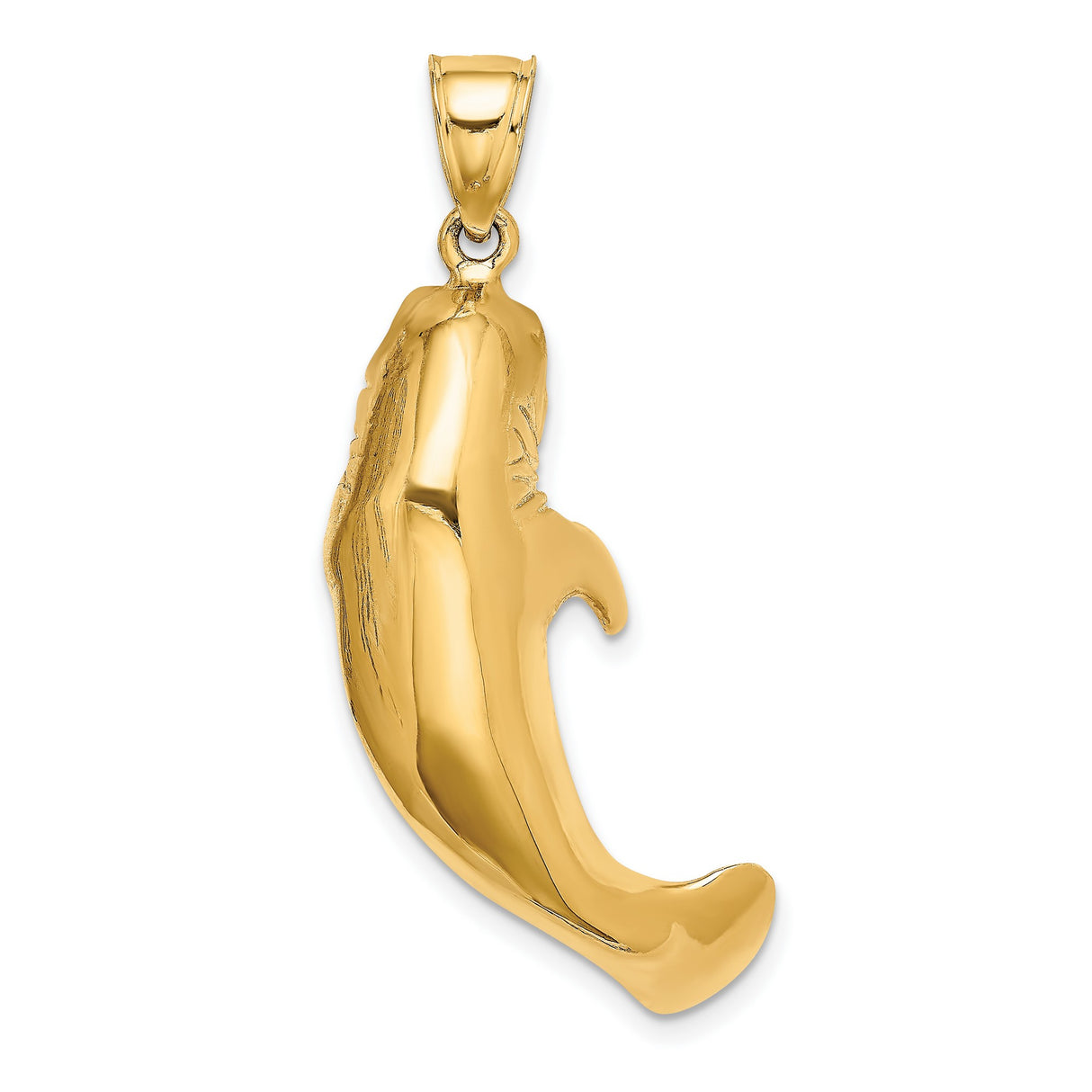 14k Yellow Gold Manatee Pendant, Realistic Marine Animal Design, Ocean Wildlife Charm