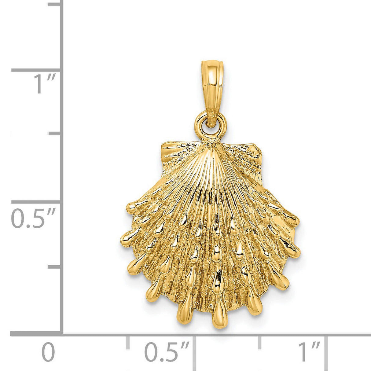 14k Yellow Gold Scallop Shell Pendant, Camino de Santiago Symbol, Christian Faith Charm