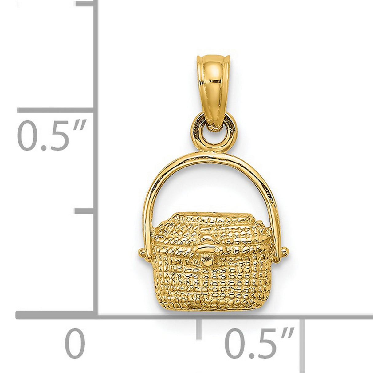 Nantucket Basket Charm Pendant in Real 14k Yellow Gold