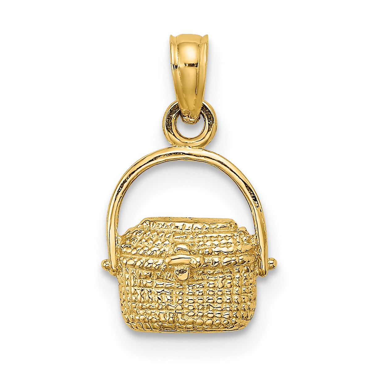 Nantucket Basket Charm Pendant in Real 14k Yellow Gold