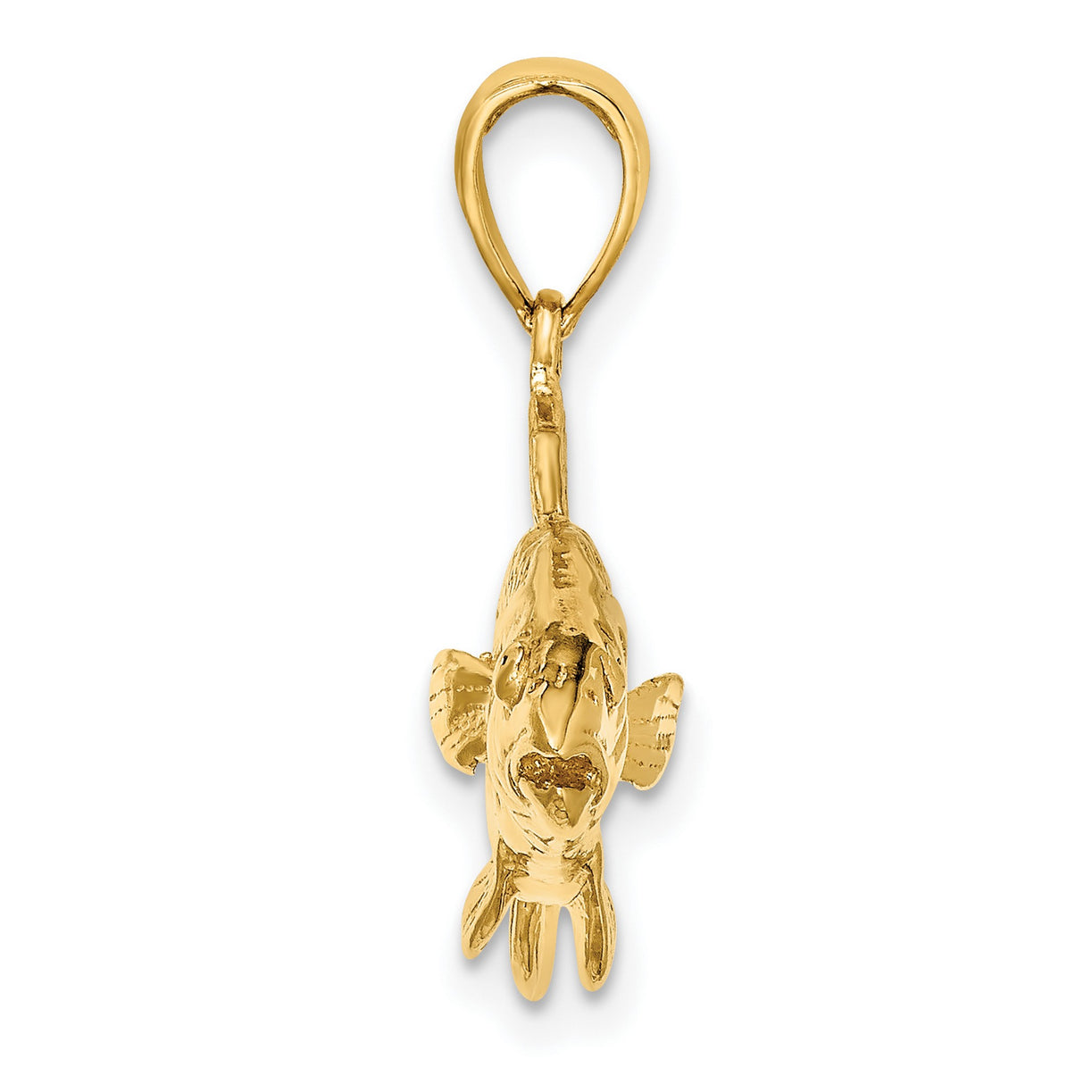 3-D Red Fish Charm Pendant in Real 14k Yellow Gold