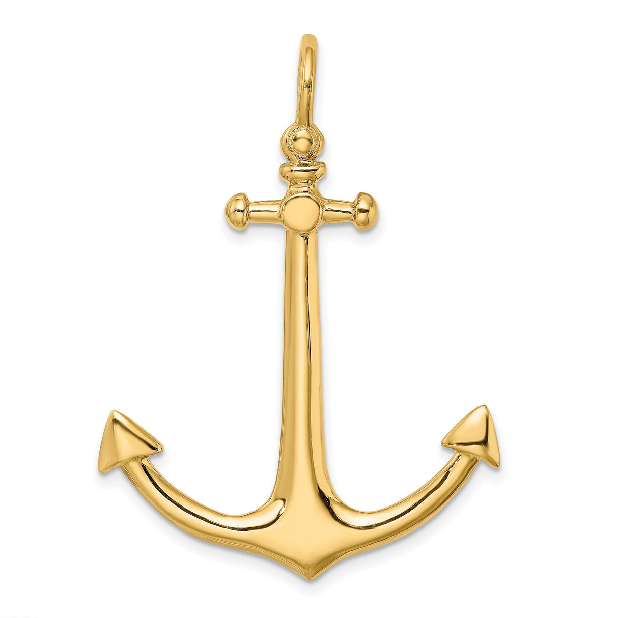 14k Yellow Gold Anchor Pendant, Nautical Christian Maritime Symbol for Men or Women