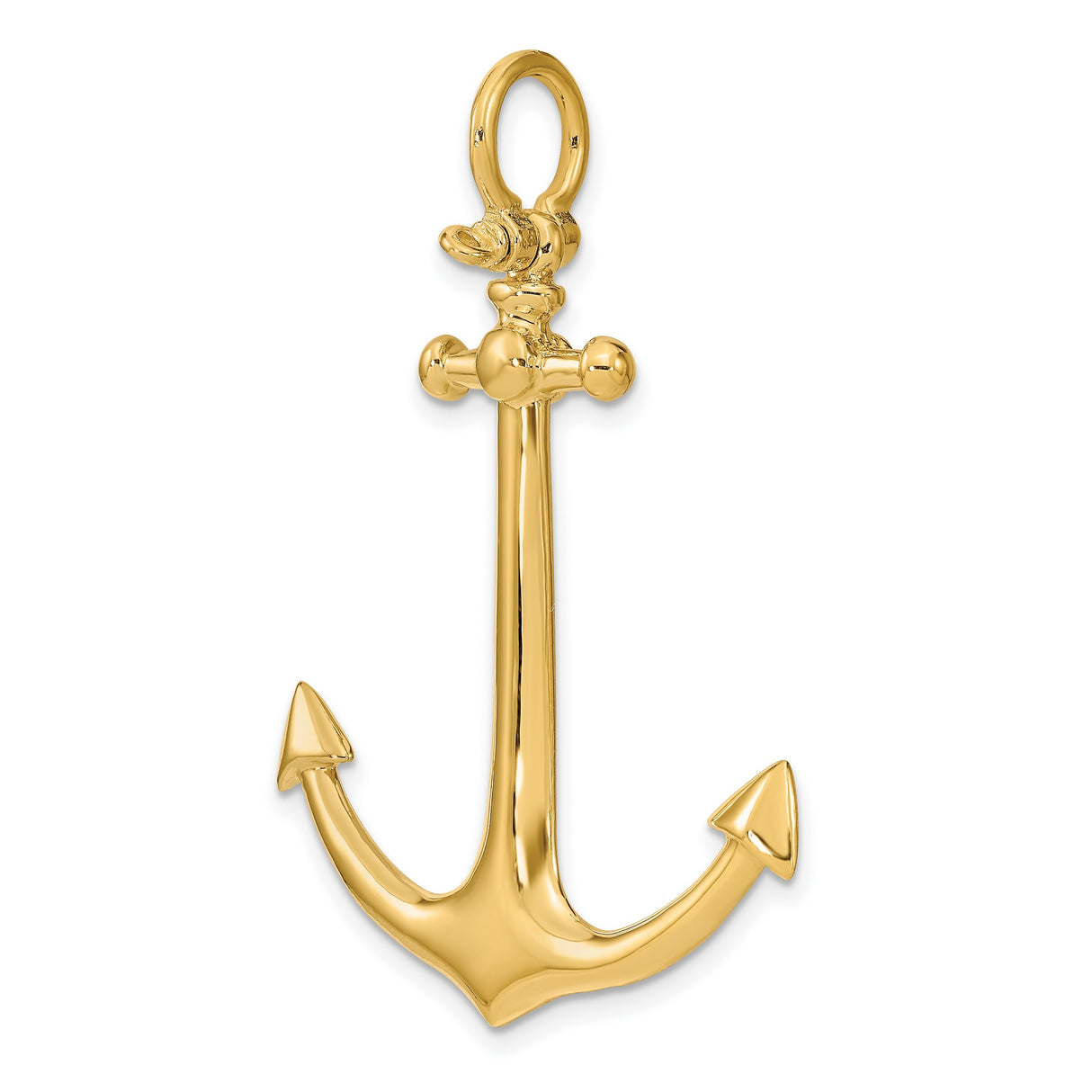 14k Yellow Gold Anchor Pendant, Nautical Christian Maritime Symbol for Men or Women