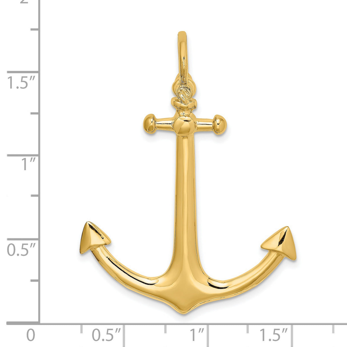 14k Yellow Gold Anchor Pendant, Nautical Christian Maritime Symbol for Men or Women